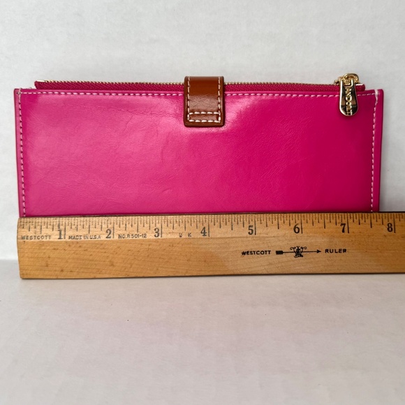 🌸ANDOILT Women's Wallet RFID Block Crdt Holders 2 Zipp Compartments Pink - Picture 3 of 8
